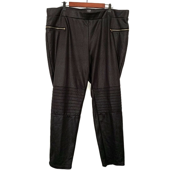 A.N.A. Black Faux Leather Moto Leggings - Picture 2 of 8